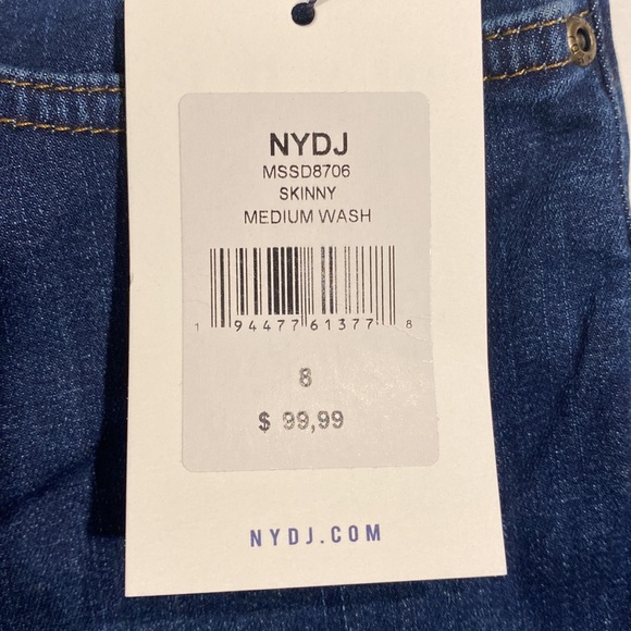 NYDJ SZ 8 Medium Wash Skinny Denim Blue Jeans New D31 - Picture 12 of 16